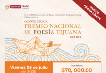 El 03 DE JULIO CIERRA CONVOCATORIA PREMIO NACIONAL DE POESÍA TIJUANA 2020